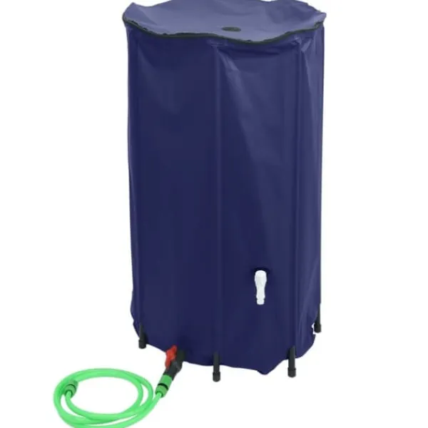 Sammenfoldelig vandtank med hane - Regnvandsbeholder | Kapacitet: 250 L | Materiale: PVC Regntønder