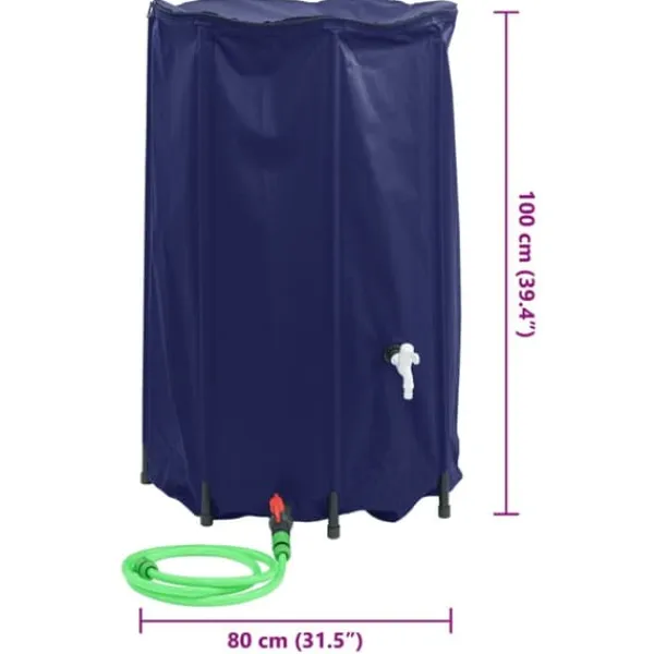 Best Sammenfoldelig vandtank med hane - Regnvandsbeholder 500 L | Materiale: PVC Regntønder