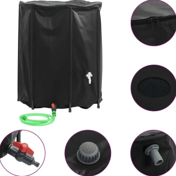 Regntønder^Sammenfoldelig vandtank med hane - PVC | 1250 l