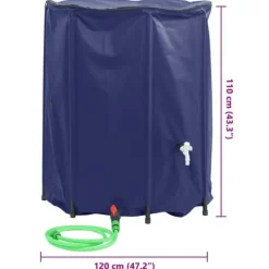 Regntønder^Sammenfoldelig vandtank med hane - PVC 1250 l | Farve: Grøn | Størrelse: 1250 l