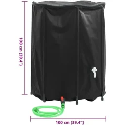 Regntønder^Sammenfoldelig vandtank med hane - 750L PVC | Farve: Grå | Størrelse: 750 liter