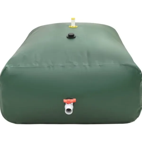 New Sammenfoldelig vandtank med hane - 2100 l PVC | Farve: Grøn | Størrelse: 2100 l Regntønder