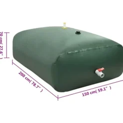 New Sammenfoldelig vandtank med hane - 2100 l PVC | Farve: Grøn | Størrelse: 2100 l Regntønder