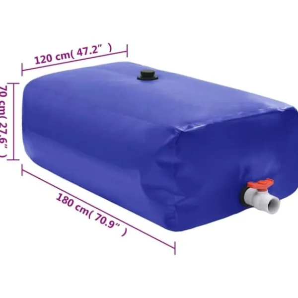 New Sammenfoldelig vandtank med hane 1500L - PVC | Farve: Grøn | Størrelse: 1500 liter Regntønder