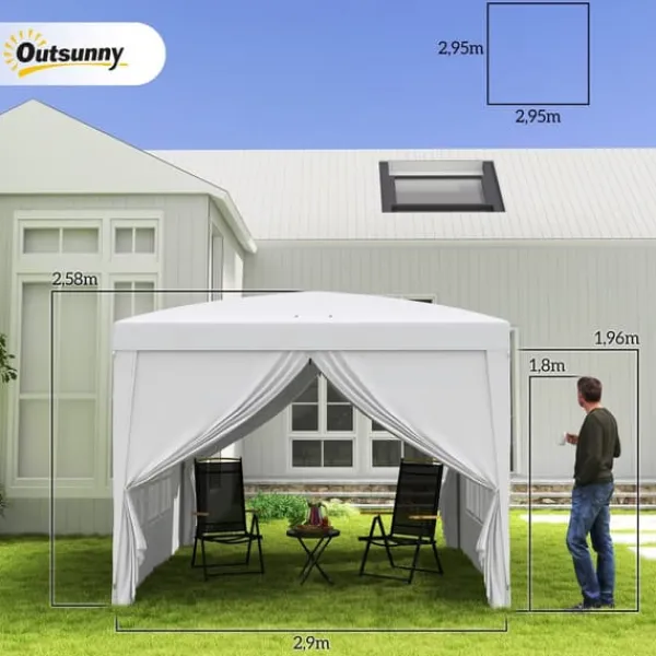 Best Sammenklappelig pavillon, 295x295x258 cm, hvid Telte & Lysthuse