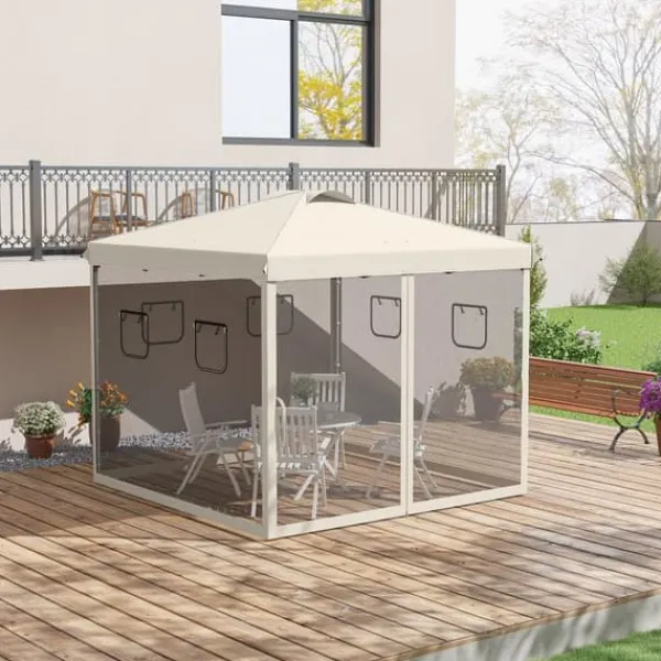 Outlet Sammenklappelig Pavillon, 297x297x287 cm, Beige Telte & Lysthuse