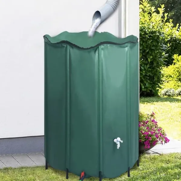 New Sammenklappelig regnvandsbeholder med hane - 1350 l | Farve: PVC | Størrelse: Foldsammen Regntønder