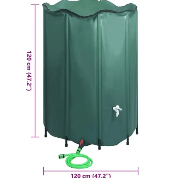 New Sammenklappelig regnvandsbeholder med hane - 1350 l | Farve: PVC | Størrelse: Foldsammen Regntønder