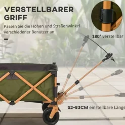 Hot Sammenklappelig transportvogn med håndtag & foldbar bakke, op til 120 kg, grøn Haveværktøj