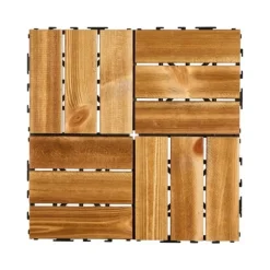 Havedekorationer^Sammenlåsende dækfliser, massivt træ 27 pakke 12x12, Kamferfyr, vejrbestandige, skridsikre, ideelle til verandaer