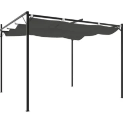 Buer, Spalier, Lysthuse Uden Tag^Sammenrullelig pergola med UV-beskyttelse | Størrelse: 295x292x230 cm | Farve: Antracitgrå
