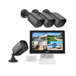 Sale SANNCE CCTV-system, 10,1" skærm, 1080P opløsning,4stk Kamera Sikkerhedsmonitorer & Videokameraer