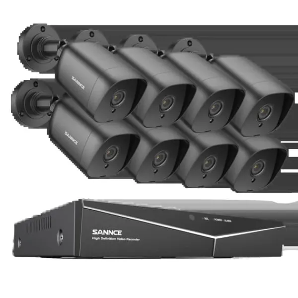 Sikkerhedsmonitorer & Videokameraer^SANNCE 8CH DVR Kit, 1080P Høj Opløsning, Nattesyn Op til 30m,2T, 8CH 8PCS DVR Kit