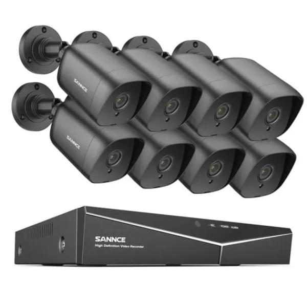 Sikkerhedsmonitorer & Videokameraer^SANNCE 8CH DVR Kit, 1080P Høj Opløsning, Nattesyn Op til 30m,2T, 8CH 8PCS DVR Kit