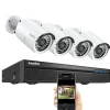 Sikkerhedsmonitorer & Videokameraer^SANNCE NVR Sikkerhedskamera System, 8MP Videoopløsning, 8CH POE Support,Ingen, 5MP 4 stk. kamera