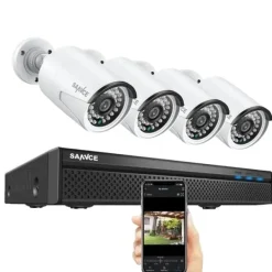 Sikkerhedsmonitorer & Videokameraer^SANNCE NVR Sikkerhedskamera System, 8MP Videoopløsning, 8CH POE Support,Ingen, 5MP 4 stk. kamera