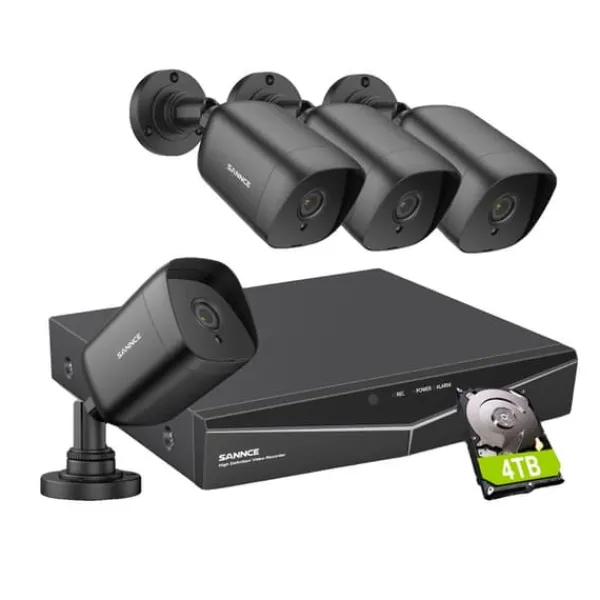 Sikkerhedsmonitorer & Videokameraer^Sannce Security Camera System, 5MP Opløsning, 4TB Storage,4STK 4TB