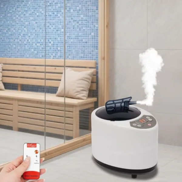 Discount Sauna Dampmaskine, 1000W Effekt, 3L Kapacitet, 9 Temperaturniveauer, Timer 5-95 min, Fjernbetjening Sauna