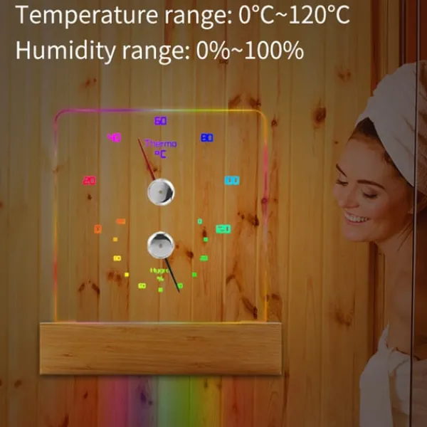 Sauna^Sauna termometer hygrometer med RGB lys