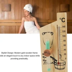 Sauna^Sauna Termometer Timeglas, Guld Elegant Design Sauna Termometer Timeglas 0-140 Grader Celsius Træ Velegnet til Hoteller