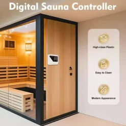 Sauna^Saunaovn styreenhed - Ekstern kontrolpanel - Vægmonteret - 220–240 V - Til 3–9 kW - 40–105 °C - Lysstyring 60 W - Digital