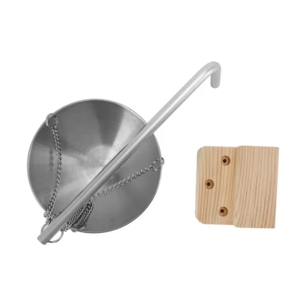 Sauna^Saunaskål i rustfrit stål, hængende aromaterapi-oliekop med træblok til saunarum, størrelse 12 cm