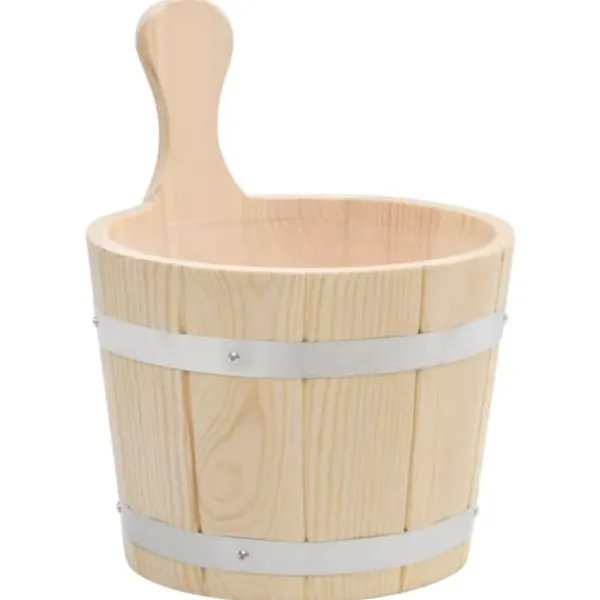 Sauna^Saunaspand med øse i massivt fyrretræ | Farve: Natur | Størrelse: 5 liter