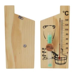 Sauna^Saunatermometer Timeglas 15 Minutters Sand Timer Golden Wood 0 til 140 Celsius Grad Temperaturmåler Vægmonteret Saunatilbehør