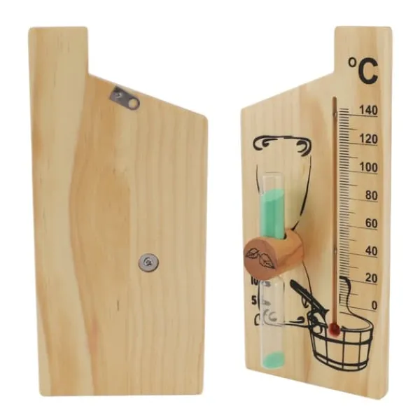 Sauna^Saunatermometer Timeglas 15 Minutters Sand Timer Golden Wood 0 til 140 Celsius Grad Temperaturmåler Vægmonteret Saunatilbehør