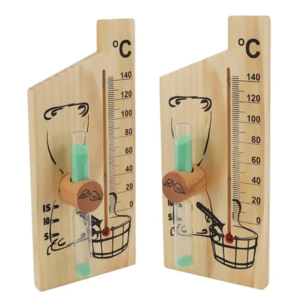 Sauna^Saunatermometer Timeglas 15 Minutters Sand Timer Golden Wood 0 til 140 Celsius Grad Temperaturmåler Vægmonteret Saunatilbehør
