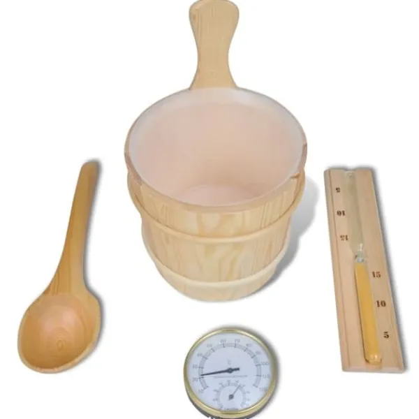 Sauna^Saunatilbehør 5 dele spand ske timeglas termohygrometer - Saunatilbehør - Saunaudstyr - Home & Living