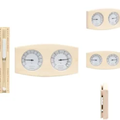 Outlet Saunatilbehør - Living 2-i-1 saunasæt med hygrometer og timeglas massivt fyrretræ Sauna