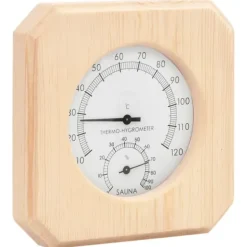 Sauna^Saunatilbehør - Living 2-i-1 saunasæt hygrometer og timeglas massivt fyrretræ