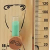 Sauna^Sauntermometer, timeglas, dampbadssaunatermometer og hygrometer, let træramme, dobbelt måler, vægmontering, indendørs brug, massiv