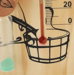 Sauna^Sauntermometer, timeglas, dampbadssaunatermometer og hygrometer, let træramme, dobbelt måler, vægmontering, indendørs brug, massiv