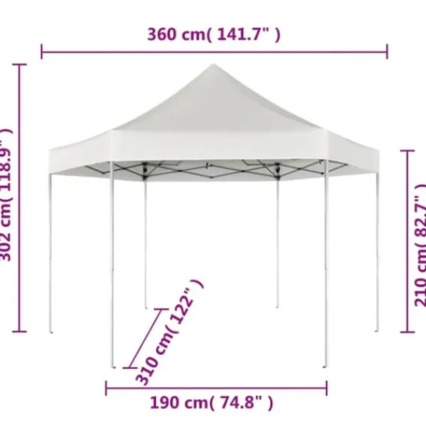 Telte & Lysthuse^Sekskantet foldbart pop-up festtelt - Vandafvisende | Størrelse: 3,6x3,1 m | Farve: Grå