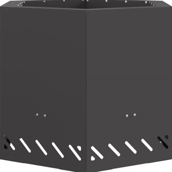 Outlet Sekskantet udendørs bålfad - Koldvalset stål | Farve: Sort | Størrelse: 58x58x51 cm Brændeovne