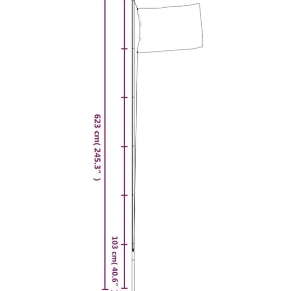 Flag & Vindposer^Sektionsinddelt flagstang 6,23 m i aluminium | Farve: Sølv | Justerbar højde og vejrbestandig