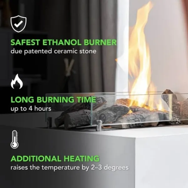 Serra bio-ethanol vægovn - Sort - Mood pejs - 1,5 KW varme Pejse