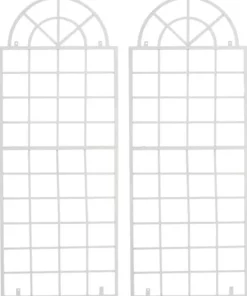 Outlet Set of 2 White Metal Viva Trellis Grids - 180cm High x 70cm Wide, Handcrafted Iron with Antique Patina Buer, Spalier, Lysthuse Uden Tag