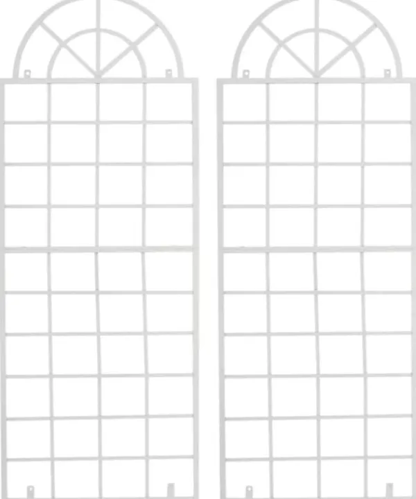 Outlet Set of 2 White Metal Viva Trellis Grids - 180cm High x 70cm Wide, Handcrafted Iron with Antique Patina Buer, Spalier, Lysthuse Uden Tag