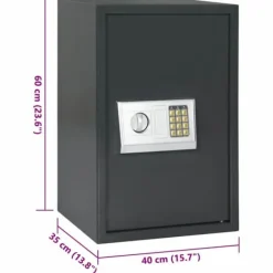 Pengeskabe^Sikkerheds pengeskab med elektronisk lås - Mørkegrå | Stål | Størrelse: 40x35x60 cm