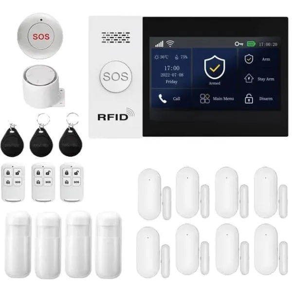 Hjemmealarmsystemer^Sikkerhedsalarm System, Smart Home Integration, App Kontrol,EU Stik, 4G WiFi Kit E