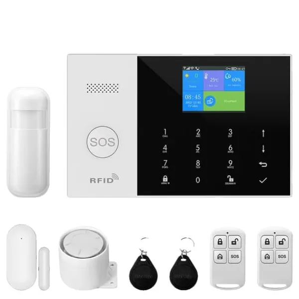 Hjemmealarmsystemer^Sikkerhedsalarmssystem, Trådløs forbindelse, Smart app kontrol,GSM 2G Kit A, EU Stik