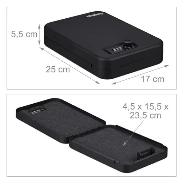 Clearance Sikkerhedsboks, 5.5x17x25 cm, Sort Pengeskabe