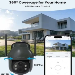 Sale Sikkerhedskamera, 2K opløsning, 360° PTZ, Wi-Fi 2.4GHz forbindelse, farve nattsyn, batteridrevet Sikkerhedsmonitorer & Videokameraer