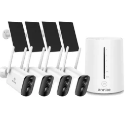 Sikkerhedsmonitorer & Videokameraer^Sikkerhedskamera, 4MP Full HD, Solcelledrevet,Med 4stk