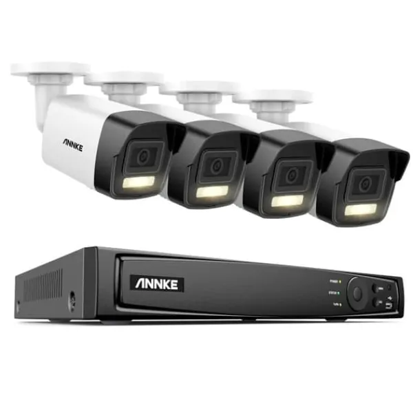 Discount Sikkerhedskamera, 6MP opløsning, bevægelsesdetekteringsteknologi,4T, 8CH NVR 4 stk kamera Sikkerhedsmonitorer & Videokameraer