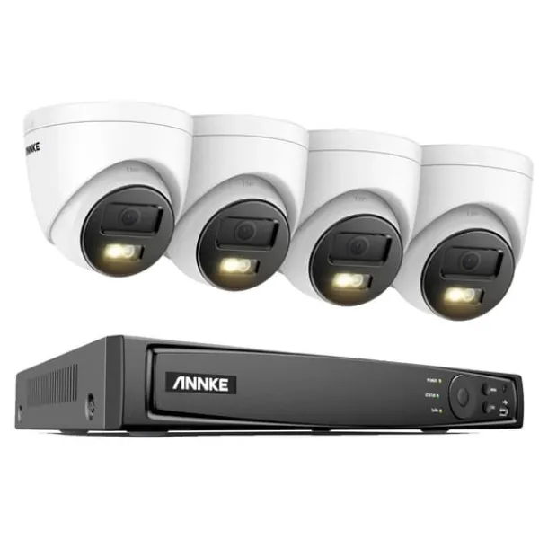 Sikkerhedsmonitorer & Videokameraer^Sikkerhedskamera, 6MP opløsning, bevægelsesdetekteringsteknologi,8CH NVR 4Pcs Kamera, 4T