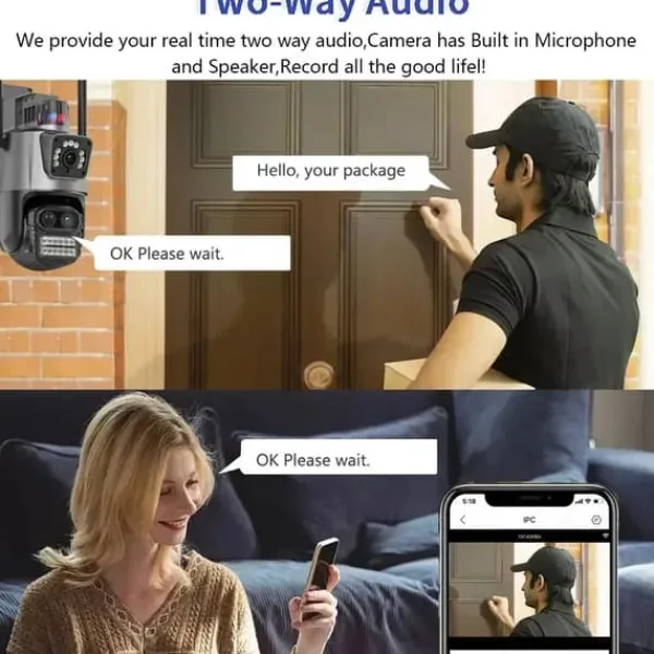 Sikkerhedsmonitorer & Videokameraer^Sikkerhedskamera, 12MP opløsning, AI bevægelsesdetektion, 12MP WIFI PTZ kamera, EU stik